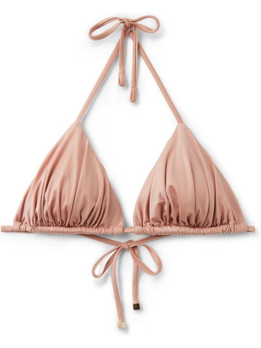 Shiny Satin Triangle Swimsuit Top with Removable Padding - Perfect for Summer!